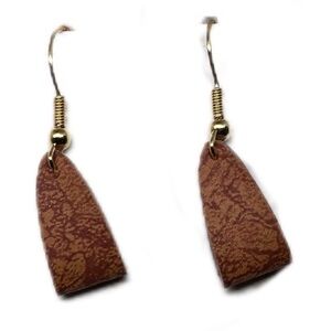 Brown Dangle Earrings handmade vinyl gold tone